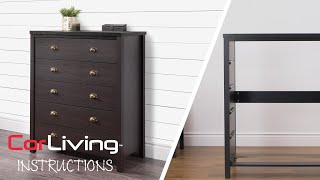 How to Assemble CorLiving Boston Tall Dresser  CorLiving [upl. by Ardin]