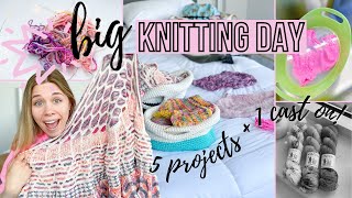 KNITTING ALL DAY 5 FOs and a New Cast On  Pro Tips for Knitters  Knitting Vlog  Knitty Natty [upl. by Eessej]