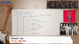 🎸 Rosanna  Toto Guitar Backing Track with chords and lyrics [upl. by Ahcirt139]