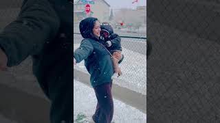 Lavin experienced his first snowfall❄️🧿 2023baby aamachora canada snowfall youtubeshorts [upl. by Gaspar]