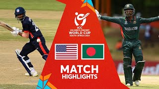 Match Highlights  Bangladesh v USA  U19 CWC 2024 [upl. by Googins]