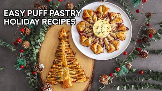 Puff Pastry Christmas Tree amp Snowflake with Brie amp Camembert  EASY Holiday Recipes [upl. by Aninaig994]