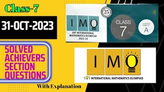 IMO Class7 202324Previous Year Paper Solution Achievers Section Questions imo maths olympiad [upl. by Nelhsa]