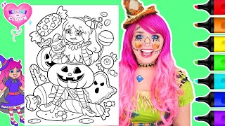 Coloring Kimmi The Clown Halloween Candy Coloring Page  Ohuhu Art Markers [upl. by Lihcox]