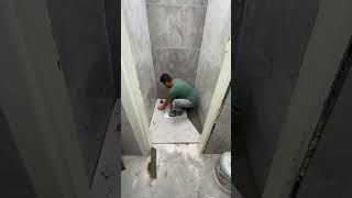 Washroom Tiles Installation 😱❤️ trendingshorts ytshorts tiles viralvideo installation shorts [upl. by Aicatsana]