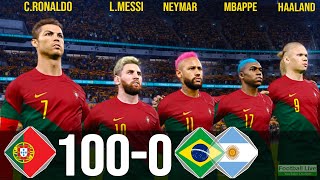 Portugal 1000 Brazil amp Argentina  Ronaldo Messi Neymar Mbappe Haaland Al Stars played for POR PES [upl. by Harbot459]