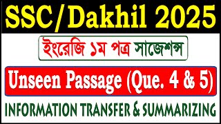 SSC 2025 English 1st Paper Unseen Passage Suggestions For Information Transfer amp Summarizing [upl. by Egidius]