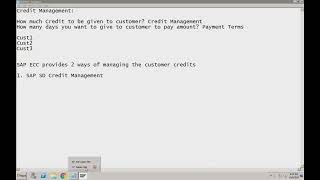 SAP S4 HANA SD 2024 Credit Management 1 [upl. by Bernadina]