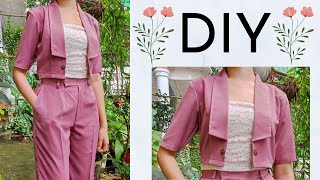 DIY Cropped Blazer Top  Sewing Tutorial [upl. by Crawley511]