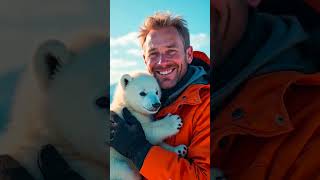 Heartwarming Encounter Human and Polar Bear Cub Bond in the Arctic Snow snow ice polarbear bear [upl. by Halullat68]