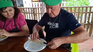 It is a good idea to roll the rice paper with chopsticks as a tasty Vietnamese food challenge [upl. by Ahen]