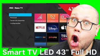 Smart TV LED 43quot Full HD AOC ROKU TV FHD 43S519578G Wi Fi 3 HDMI 1 USB Wifi Conversor Digital [upl. by Ariet]