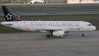 Turkish Airlines STARALLIANCE A320 TCJPE  pushbacktaxitakeoff  BerlinTegel Airport [upl. by Richma]