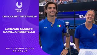 RosatelloMusetti OnCourt Interview  United Cup 2023 Group E [upl. by Tsyhtema313]