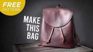 Making a Leather Drawstring Backpack  FREE Pattern [upl. by Suoirtemed247]