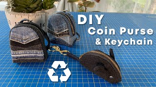 DIY UPCYCLED Mini Backpack Coin Purse  Keychain amp Mouse Coin Purse  Keychain Sewing Tutorial [upl. by Gambrell]