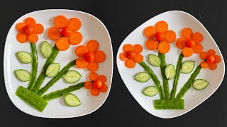 Beautiful Salad Decoration With Cucumber and Carrot  Salad Carving Garnish  Easy Vegetables Art [upl. by Hyacinth]