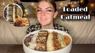 LOADED OATMEAL MUKBANG Vegan No Talking [upl. by Rowe]