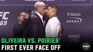 Dustin Poirier vs Charles Oliveira First Face Off  UFC 269 Press Conference [upl. by Bromleigh]