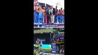 Faf du Plessis 🤝 Rohit Sharma The iconic trophylifting tradition continues 🏆  CPLOnStar [upl. by Fiden]