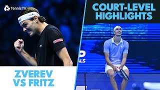 Taylor Fritz vs Alexander Zverev CourtLevel Highlights  Nitto ATP Finals 2024 [upl. by Chlo126]