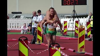 2024 WifeCarrying World Championship Lithuanian V Kirkliauskas amp N Kirkliauskienes victory run [upl. by Michal]