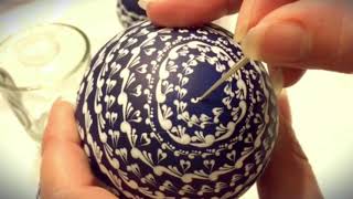 My working table 1  Blue and white Easter eggs pysanky painted with acrylics [upl. by Rayham749]