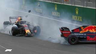 All The Angles Ricciardo and Verstappen Crash  2018 Azerbaijan Grand Prix [upl. by Doone]