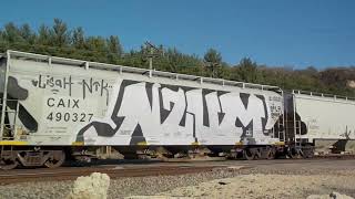 BNSF 6192 wHGALNTW NOTX graffiti scrap gons all BN coil car amp more 102024 [upl. by Leona61]