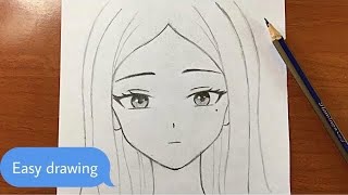 Easy anime drawing  how to draw anime girl easy stepbystep [upl. by Gnilrac]