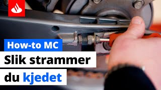 Howto MC Slik strammer du kjedet på motorsykkelen [upl. by Neehsar741]