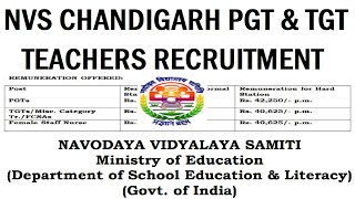 NVS CHANDIGARH TEACHERS RECRUITMENT 2024  APPLY ONLINE  AGE 50  NVS NEW VACANCY NOTIFICATION 2024 [upl. by Nwadal2]