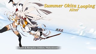 FGO NA  Summer Okita Alter Looping with 1 Skadi Demonstration [upl. by Enelahs678]