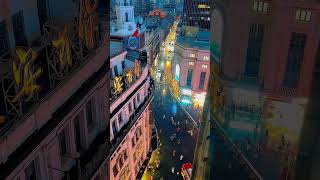 China hotel room view at night  Shanghai 4k city rainy ambient [upl. by Yleme]