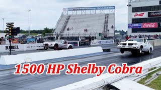 Twin Turbo Shelby Cobra Wheelies Burnouts 14 Mile Passes [upl. by Aleacim329]