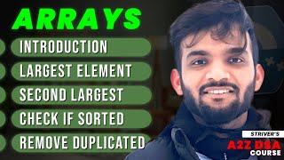 Find Second Largest Element in Array  Remove duplicates from Sorted Array  Arrays Intro Video [upl. by Reh21]