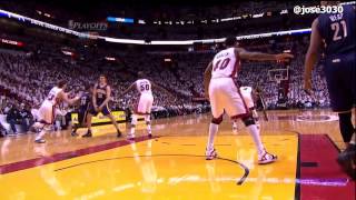 Udonis Haslem Flagrant Foul on Tyler Hansbrough  Pacers  Heat 2012 NBA Playoffs [upl. by Ibor]