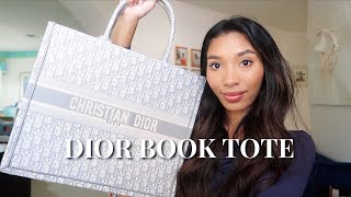 WHATS IN MY WORK BAG  LARGE DIOR BOOK TOTE REVIEW [upl. by Nevsa]