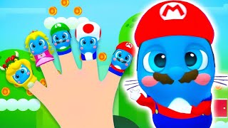 Finger Family Mario Bros  Kids Songs  The Mini Moonies [upl. by Ahsaetal535]