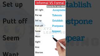 Formal vs Informal English words shorts [upl. by Nairred]