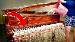 Entire piano filled with water sounds UNREAL [upl. by Aicaca]