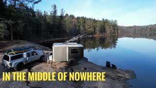 Free  Camping in our Off Road Cargo Trailer Wood Stove Water Front [upl. by Nosam734]