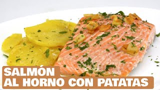 Salmón al horno con patatas Una deliciosa y saludable opción para tu cena [upl. by Nahtnhoj461]