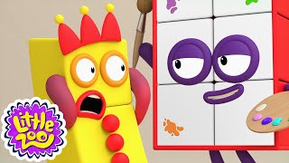 Numberblocks and Arty Maths  Stampolines cartoons for Kids  LittleZooTV [upl. by Akenahs]