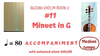 💃🕺 MINUET IN G Suzuki Violin Book 211 MEDIUM 𝓦𝓮𝓭🔺 Anim Silent VIOLINs 🔢🎻 with Piano 𝐀𝐜𝐜𝐨𝐦𝐩🎹 [upl. by Walther]