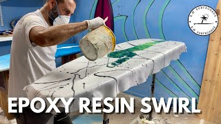 How to Surfboard Resin Swirl  Surfboard Glassing with Epoxy  wow [upl. by Krusche654]