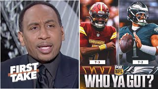 FIRST TAKE  quotCommanders will slow down Eagles powered offensequot  Stephen A breaks NFC East battle [upl. by Airec]