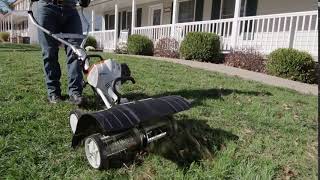 Wellers Hire  Stihl MM 56 with Lawn Dethatcher Attachment  Product Demo [upl. by Nylyaj]