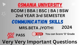 COMMUNICATION SKILLS IMPORTANT QUESTIONS 2024  BCOM 2ND YEAR 3RD SEMESTER [upl. by Burta]