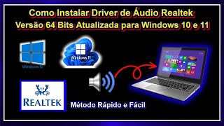 Instalar Driver de Áudio Realtek Versão 64 Bits Atualizada para Windows 10 e 11 [upl. by Nilecoj105]